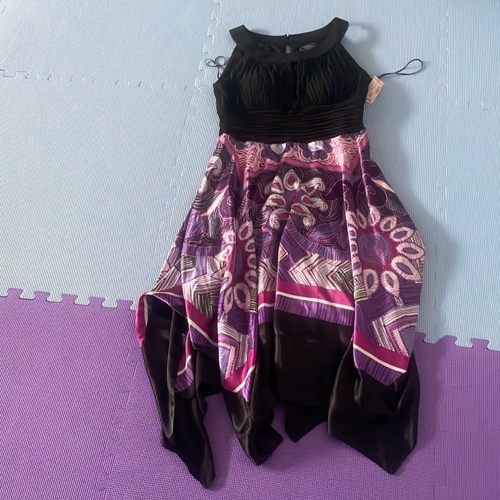 Handkerchief hem colorful purple dressbarn dress NWT